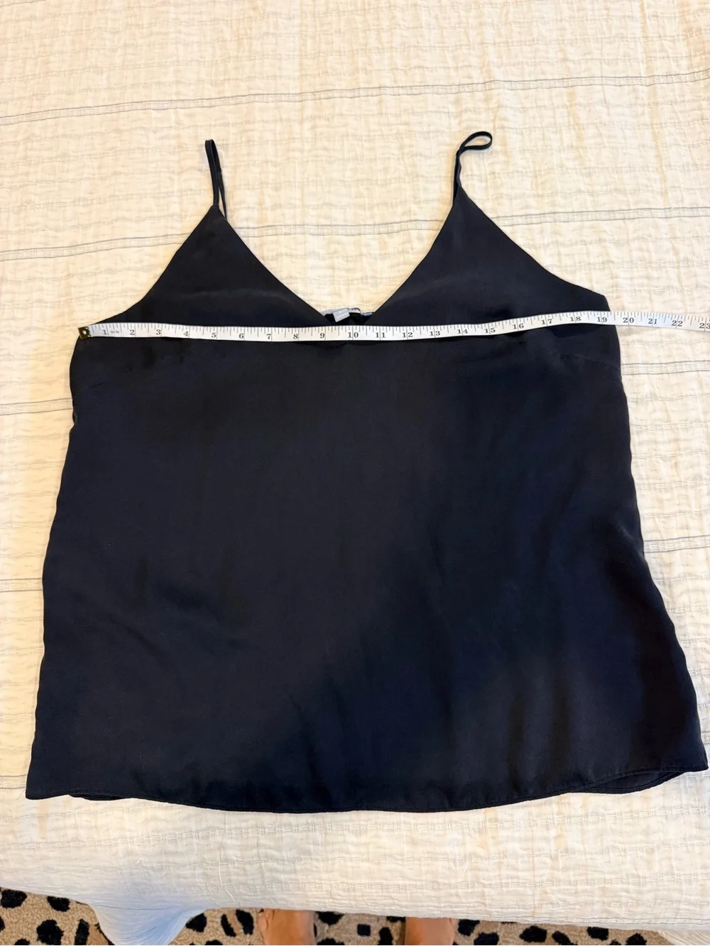 ANTONIO MELANI Black Silk V-Neck Spaghetti Strap Cami
